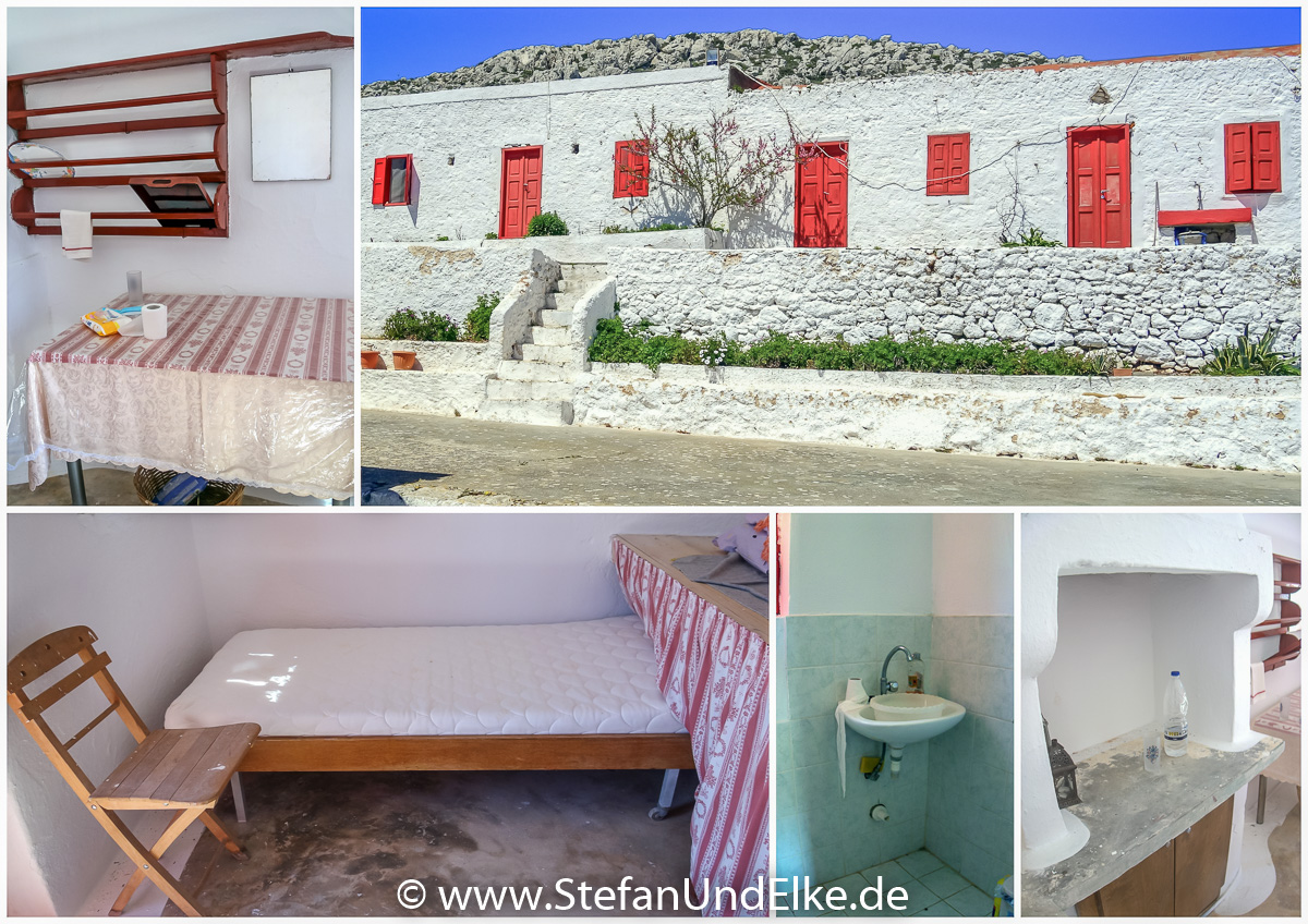 Die einfache Ausstattung einer Mönchszelle im Kloster Agios Ioannis
