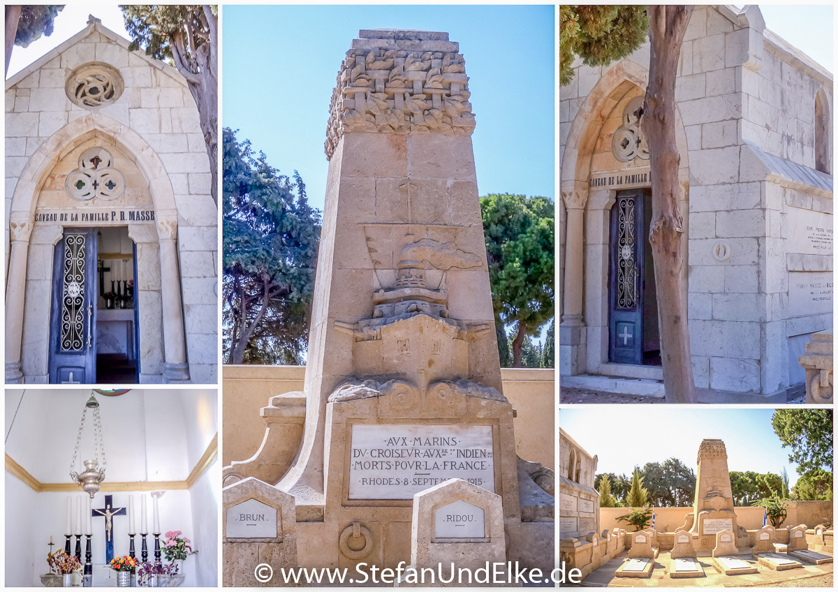 Der katholische Friedhof auf der Insel Rhodos - Französische und Indische Gräber