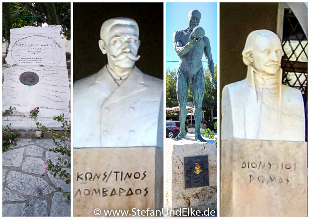 Büsten und Statuen bekannter Persönlichkeiten in Zakynthos Stadt