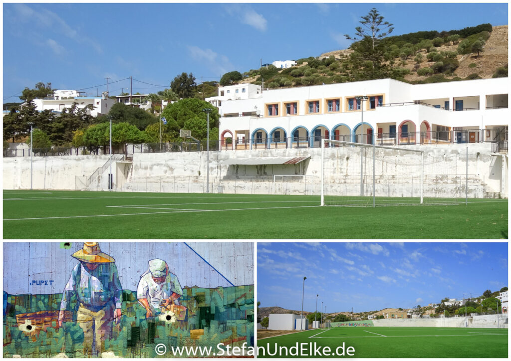 Schule und Sportplatz  auf der Insel Lipsi