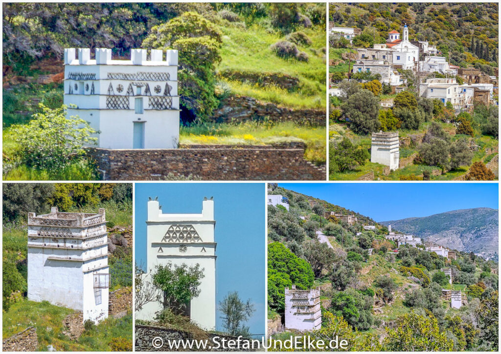 Taubentürme, auch Taubenhäuser genannt, auf der Insel Andros