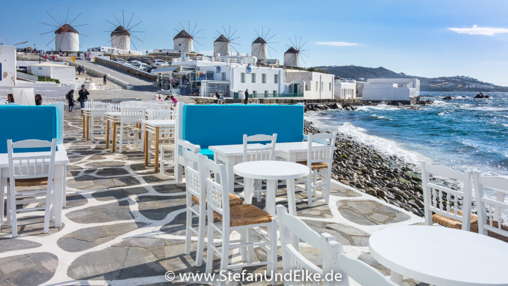 Die Windmühlen in Mykonos Stadt